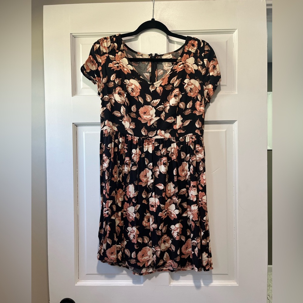 Mossimo Supply Co. Black and Peach Floral Dress